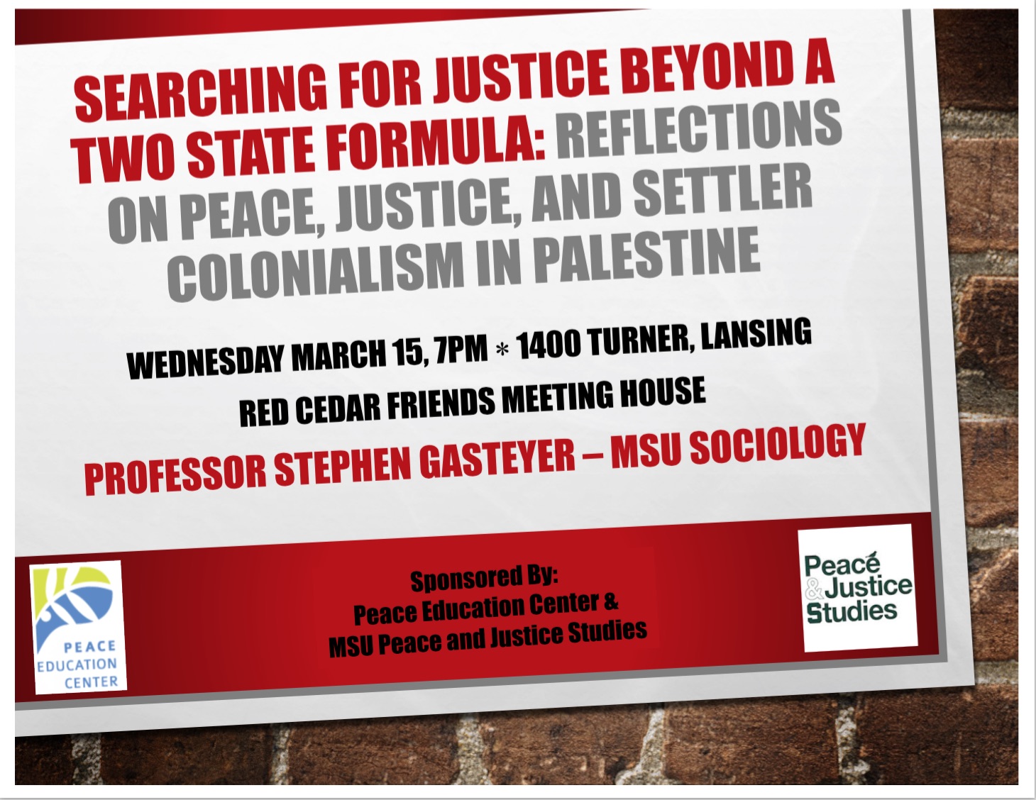 Reflections on Peace, Justice and Settler Colonialism in Palestine