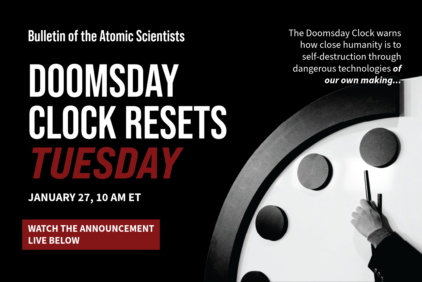 2026 Doomsday Clock Announcement